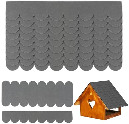 WUISOLQP 32 STK Dachschindeln für Vogelhaus, Dachpappe Selbstklebend Dachpappe Vogelhaus Schindeln Vogelhaus Bitumenschindeln für Nistkästen, Insektenhotels, Hundehütten, Kaninchenställe (Grau)