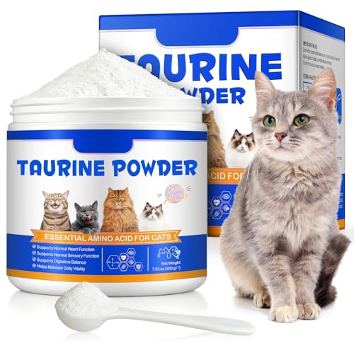 Taurin katt | Höggren (99 %) kosttillskott för hjärta och syn | taurin pulver katt för kattungar, vuxna och äldre katter – perfekt för barf, våt och torr mat – alla faser i livet 200 g