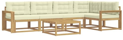 vidaXL Outdoor-Sofagarnitur 6 pcs Weiß und Creme 79 x 79 x 37 cm, Modernes Gartenmöbelset, wetterfestes Sofa, schicke Sitzgruppe, langlebige Liege fürs Poolside