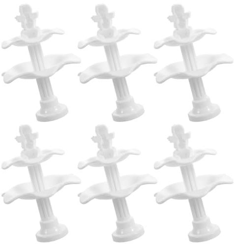 PACKOVE 6pcs Miniature Two-tiered Plastic Wishing Fountain with Angel Statue for Fairy Garden and Moss Landscape Ornaments, Resistant to Fading and Easy to Wash, for Desk DIY Scenes
