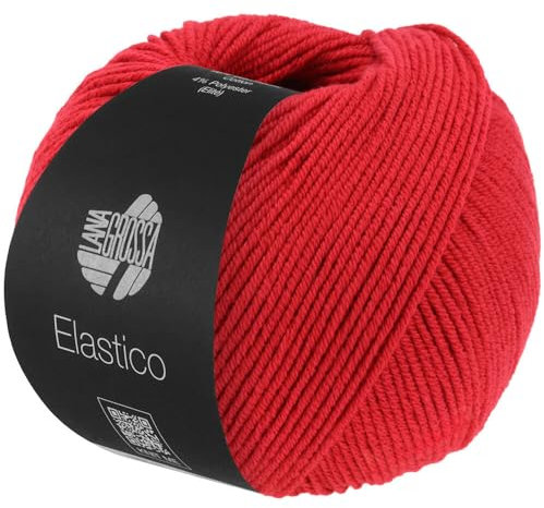 LANA GROSSA Elastico | Baumwoll-Klassiker mit leichtem Stretchanteil | Handstrickgarn aus 96% Baumwolle & 4% Polyester (Elite)| 50g Wolle zum Stricken & Häkeln | 160m Garn FB 23