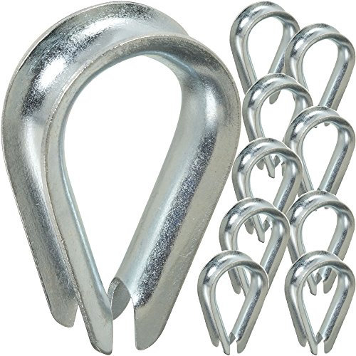 10 x 6mm Galvanised Steel Thimbles – Wire Rope Lashing Cable Hook & Loop Clamp