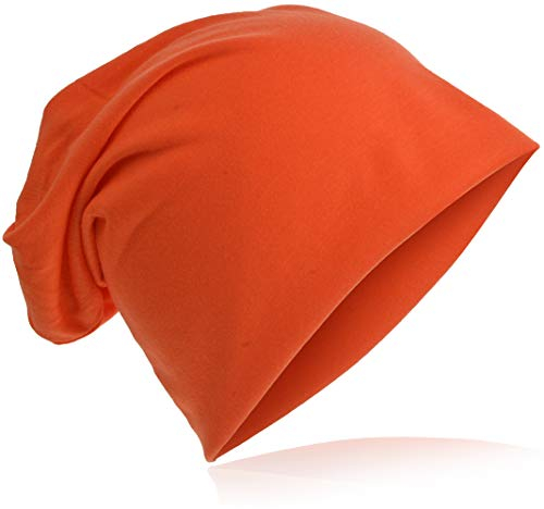 Miobo Slouch Beanie Mütze, Long, Unifarbe, Herren Damen, Orange