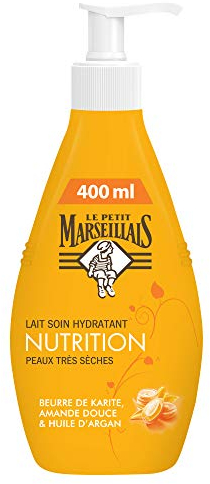 Le Petit Marseillais | Feuchtigkeitsspendende Pflegemilch für sehr trockene Haut (400 ml Pumpflasche) - Körpermilch mit Sheabutter, Süßmandel und Arganöl - 24 Stunden Hautkomfort