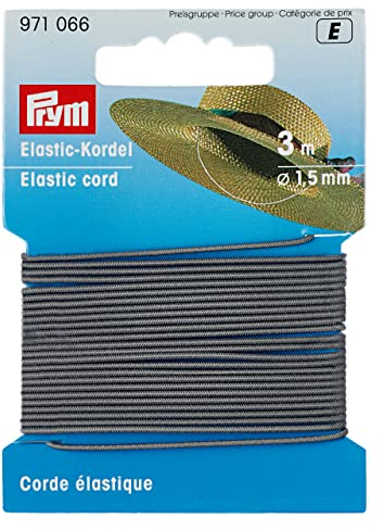 Prym 971066 Elastic Kordel, Elastodien: 55%, Grey, grau, 3 m