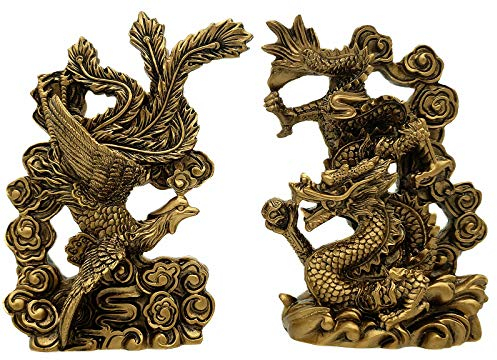 Betterdecor Feng Shui Chinesischer Drache und Phönix Statue Fgurine Dekoration für Ehe Glück (mit Geschenkbeutel)