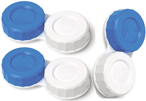 Blue & White Contact Lens Storage Soaking Cases UK Made L & R Marked Lids (3 Cases)