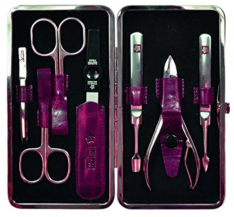 Pfeilring Unisex Manicureetui, okseskind, bordeaux, 7 stk. Manik re, Mehrfarbig, Einheitsgröße EU