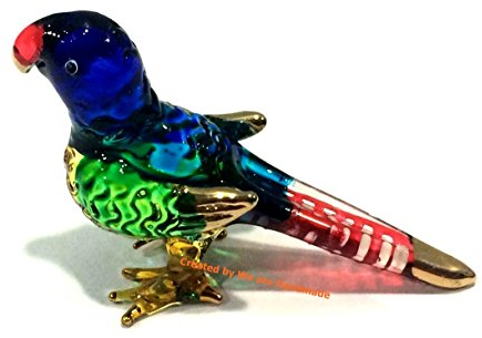 Handgefertigte Mini 5,1 cm Papagei geblasenes Glas Kunst Tierfigur Vogelfiguren Sammelfiguren Winzige Ornament Miniatur Cool Stuff Modell P2016-1