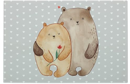 Mr. & Mrs. Panda Medium Glas Schneidbrett Bären Liebe - Geschenk, Schneidebrett, Liebesbeweis, Glasschneidebrett, Hocheitstag, Verliebt, Blume,