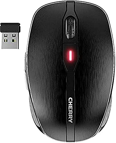 CHERRY MW 8 ADVANCED, souris sans fil et rechargeable, connexion Bluetooth® ou sans fil, cryptage avec AES-128, capteur haute précision avec résolution réglable sur 4 niveaux, noir