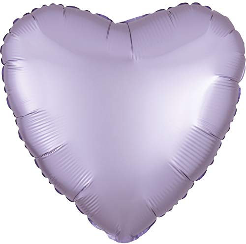 amscan 39905-02 Folienballon in Pastell-Lila aus Satin mit Herzform, 1 Stück, Pastellflieder