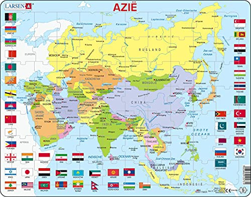 Larsen K44 Asien-Politische Karte, Niederländisch Ausgabe, Rahmenpuzzle mit 70 Teilen