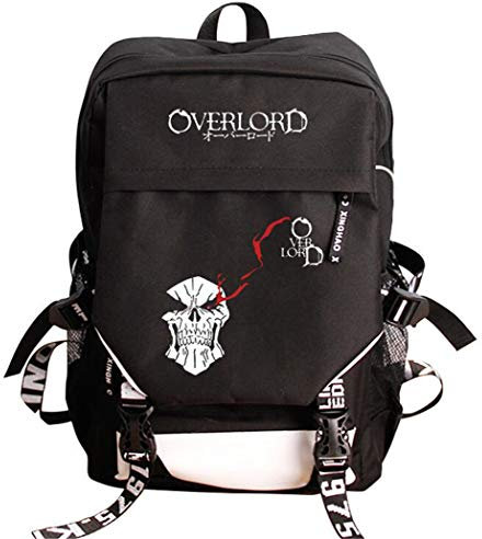 WANHONGYUE Overlord Anime Backpack Laptop Rucksack Schoolbag for Children with USB Charging Port Black / 3