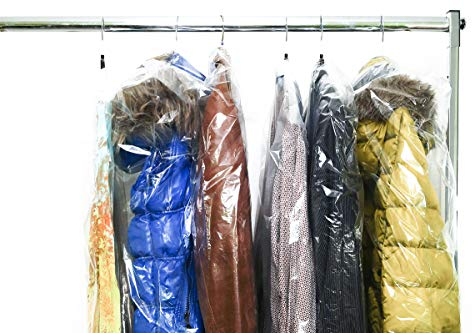 Nordwerk 500 Kleiderschutzhüllen auf Rolle. Transparente Kleidersäcke. Abrissperforation mit Bügelöffnung (Bügelloch) (90 cm Abrißlänge)