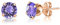 DTPsilver® - Orecchini Donna Argento 925 Placcato Oro Rosa con Cristallo Viola Tanzanite - Orecchini Punto Luce - Orecchini Piccoli a Lobo - Diametro 6 mm - Orecchini Tanzanite
