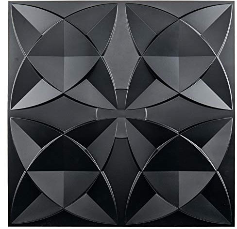 Art3d Decorative Ceiling Tile 2x2 Glue up, Suspended Ceiling Tile Pack of 12pcs Black Floral