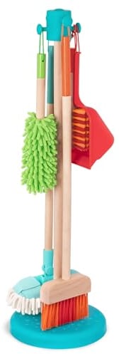 Battat – Kids Cleaning Set – Cleaning Toys for Toddlers, Children – Pretend Play Kit – Broom, Mop, Brush, Dustpan, Duster – 2 Years + – Sweep n' Clean