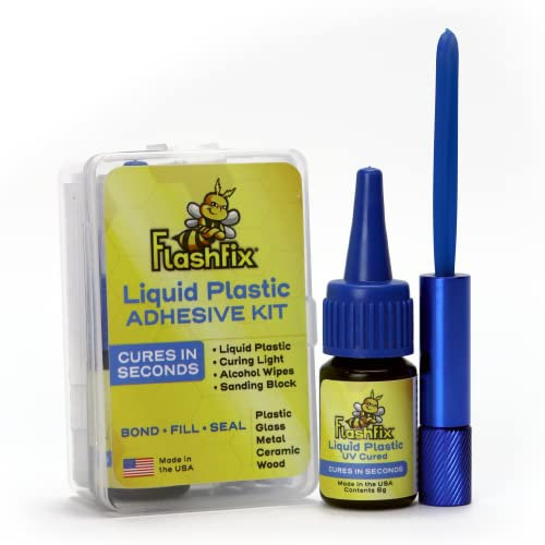 FlashFix Liquid Plastic UV Adhesive, Bonds And Cures in Seconds, Works on Virtually Any Material | Complete UV Glue and Plastic Welding Kit
