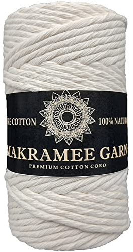 Generisches Makramee-Garn, 5 mm, 100 m, Baumwollgarnschnur, natürliche Farbe, 100 % naturbeige Baumwollschnur, perfekt zum Basteln, Heimwerken, Basteln und Stricken. 100 % natürliches beiges Baumwollg