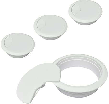 80mm(3.15 inch) Desk Cable Wire Grommet, 4Pcs White Desk Grommet Cord Cable, Desk Table Grommet Cable Tidies for Home and Office Table Surface Port Hole Covers