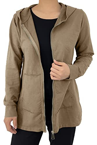 JOPHY & CO. Felpa Donna Lungo con Cappuccio, Cerniera e Tasche (cod. 9047) (XL, Camel)