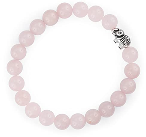 ELEFANT ARMBAND | ECHTES 8mm NATURSTEIN | KOSTENLOSE EBOOKS DEUTSCH | HANDGEFERTIGT | Schmuck für Damen und Herren | ALLE STEINE IN UNSEREN ARMBÄNDERN SIND NATÜRLICH (ROSEQUARTZ)