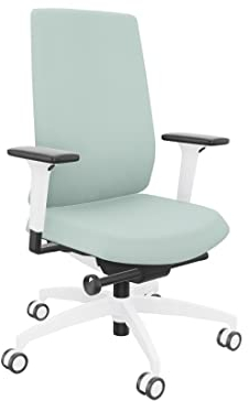 Dauphin Indeed, Bürostuhl, White Edition, verkehrsweißes Gestell, individuell anpassbar (Netzrücken, Tonal: Wassergrün)