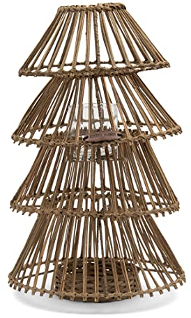 Riviera Maison Rustic Rattan Christmas Tree Candle Holder - Kerzenständer Weihnachten - Peddigrohr - Natürlich - (ØxH) 31x49