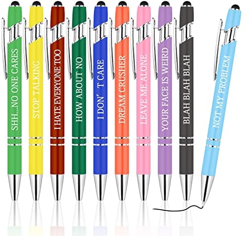 AUAUY Kugelschreiber, Inspirierender Einziehbarer Kugelschreiber Zitate, 10 Stück Druckkugelschreiber Kollegen Eingabestift Metall Motivation Stift für Schreibtisch Mitarbeiter