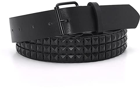 Generic Punk Rock Nieten-Gürtel, Schwarz, Unisex, 100-110 cm, Synthetikleder, Einstellbar, für Jeans, Hosen, Röcke