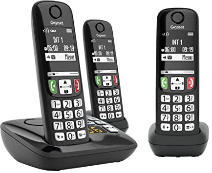 Gigaset A735A Trio - draadloze telefoon met antwoordapparaat - duidelijk scherm met goed contrast - echte allrounder voor thuis en kantoor -Zwart (-)