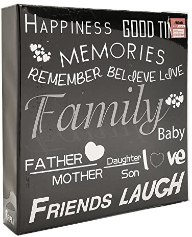 Arpan Extra-Large 3-Ring Binder Self Adhesive Photo Album 20/Sheets 40/Sides (Decorative Text)