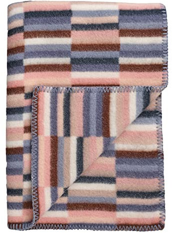 RØROS TWEED - Ida - Wolldecke aus norwegischer Lammwolle - Design von Anderssen & Voll - Deckenmaße: 135 x 200 cm (6003 - Rosa Blue, 135 x 200 cm)