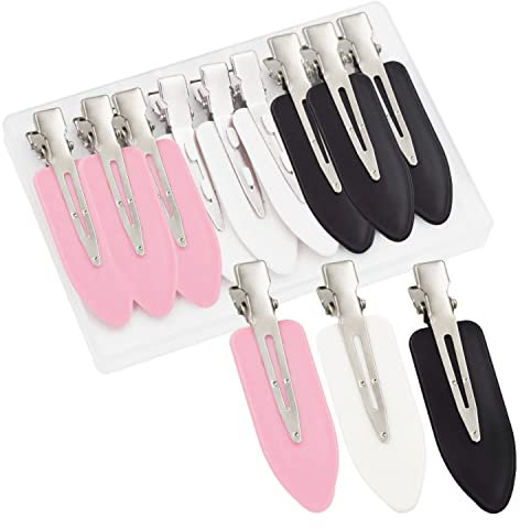 20 Pcs Pinces à cheveux et de maquillage Sans pli Pince cheveux Sans torsion Pinces pour cheveux bouclés pour femme 6cm (Blanc/Noir/Rose)