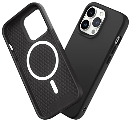 RhinoShield Case kompatibel mit [iPhone 13 Pro] | SolidSuit - MagSafe-kompatibel -Stoßdämpfende & schlanke Schutzhülle mit Premium Finish - 3.5 Meter Fallschutz - Klassik Schwarz
