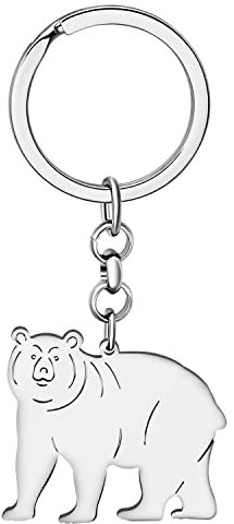 DALANE Porte-clés Ours Polaire Acier Inoxydable Polar Bear Sac Porte-clés Animaux Bijoux pour Femmes Filles Charms Cadeaux Accessoires (Plaqué Or 18K)