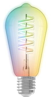 CALEX Smart Lampe Filament, E27 Edison ST64, RGB WLAN Lampe mit App und Alexa Sprachsteuerung und Google Home, Dimmbar Wifi LED Leuchtmittel, 5W