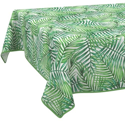 Stoff Tischdecke Tischwäsche Textil Tischtuch Baumwolle Polyester Gewebe abwaschbar pflegeleicht, in rund oval eckig Tropik 200x140cm mit Saum (Eingefasst)