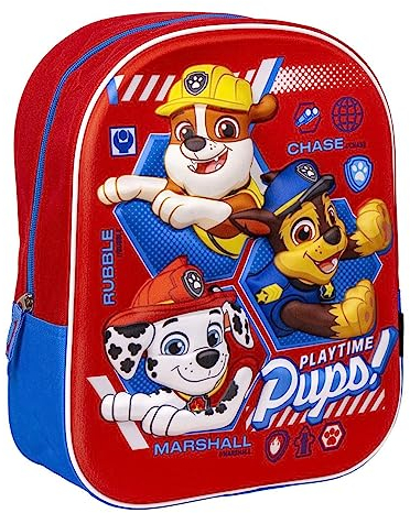 PAW PATROL Rucksack, Chase Rubble und Marshall Design 3D Schulrucksack, Kinderrucksack, Reiserucksack, Kindergeschenk