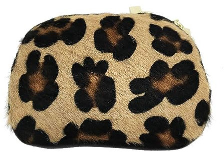 FrasiBags Geldbörse aus Tierfell und echtem Leder mit Reißverschluss, hergestellt in Italien, Geformt, geldbörse