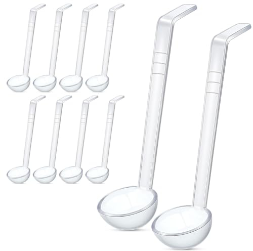 rieder 10 cucharones pequeños transparentes de 7.8 pulgadas, 1 onza, para salsa, mango largo, cucharones de plástico, cucharones para servir, fáciles de usar, aproximadamente 20 cm