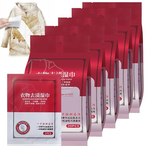 Feuchttücher Zum Entfernen Von Kleidungsflecken, Einzeln Verpackte Reinigungstücher, Fleckenentfernertücher Für Kleidung, Kleidertücher Für Flecken, Für Kleidung, Stoffteppiche (100 Stk)