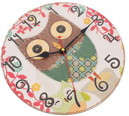AOKWAWALIY 1stk Wanduhr Mit Sonnenbewegung Kindergarten Dekorative Wanduhr Einzigartige en Moderne Eule Hängende Uhr Wandmontierte Uhr Ländlich Stille Glocke Büro Holz