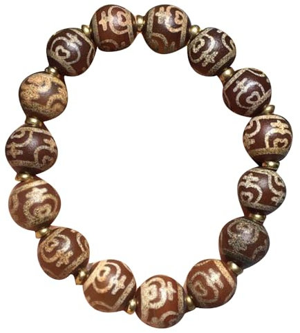 YHDONE Tibetisches Dzi-Achat-Armband mit roter Fleshvase, Dzi-Perlenschnurarmband (mit Zertifikat) für Damen und Herren, Jade-Armbänder für Herren, middle, Achat, Achat