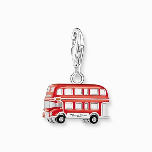 THOMAS SABO 2 Charm-Anhänger roter LONDON Bus Silber 925 Sterlingsilber, Geschwärzt, Kaltemail 2119-007-10