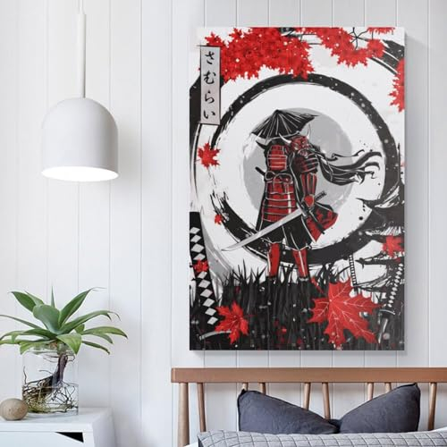 FUmoney Samurai Enso-Poster, Reproduktion, dekoratives Gemälde, Leinwand, Wandposter und Kunstdruck, modernes Familienschlafzimmer, 50 x 75 cm