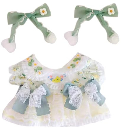 niannyyhouse 20 cm Puppe Kleid Kopfschmuck Kleider Blumenrock Outfit 20 cm Plüschpuppe Kleidung (A-1)