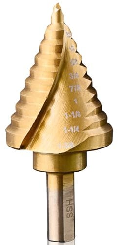 MACXCOIP Step Drill Bit Set, 3/16 to 1-3/8, 1/4“ Hex Shank High Speed Steel Step Drill Bit for Stainless Steel, Metal, Aluminum, Copper, Wood, PVC