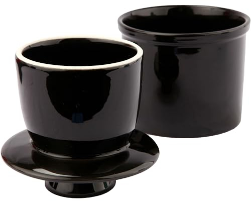 Mantequera redonda de cerámica con línea de agua